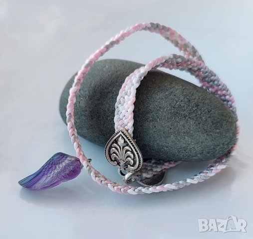 Ангелски крила. Колиета чокър с многоцветен флуорит, снимка 9 - Колиета, медальони, синджири - 41631007