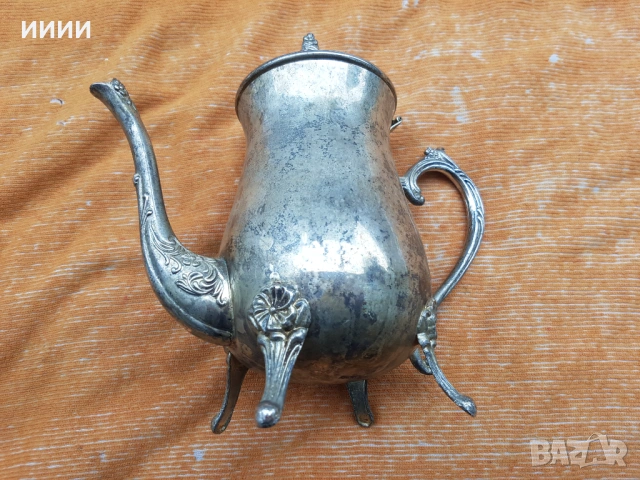 Чайник посребрен голям , снимка 3 - Антикварни и старинни предмети - 53215380