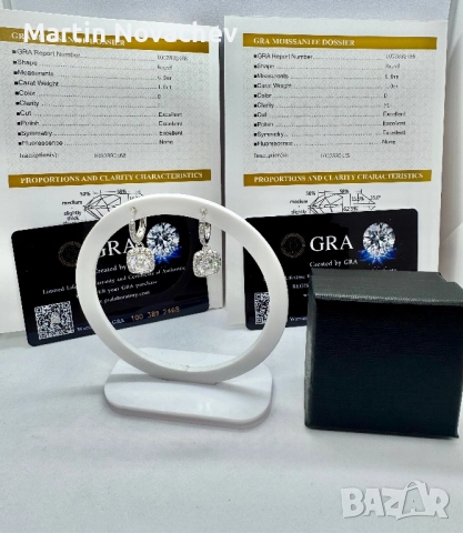 Сребърни обеци с мойсанит (Диамант) 1 карат, снимка 2 - Обеци - 52844104