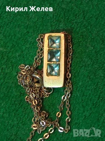 СТИЛЕН ПОСРЕБРЕН ВИНТИДЖ АРТ МЕДАЛЬОН с ФАСЕТИРАНИ СИНИ ЦИРКОНИ и ПОСРЕБРЕНА ВЕРИЖКА КОЛИЕ 37693, снимка 3 - Колиета, медальони, синджири - 40684984