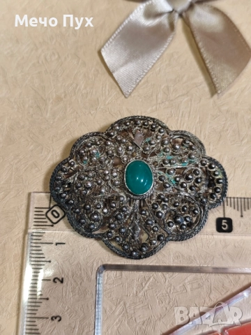 Стара сребърна брошка филигран (12), снимка 6 - Други - 52251024