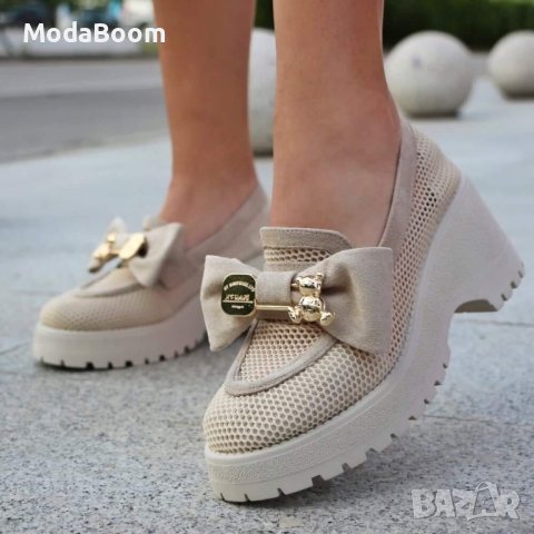 Велурени обувки на платформа , снимка 4 - Дамски ежедневни обувки - 41797982