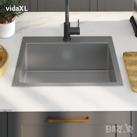 vidaXL Ръчно изработена кухненска мивка, неръждаема стомана, снимка 3 - Мивки - 56147706