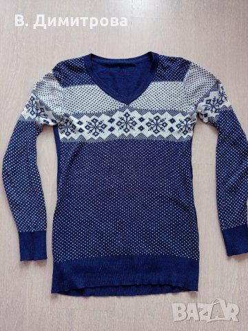 Красив пуловер с вълна в състава, S/M размер, снимка 1 - Блузи с дълъг ръкав и пуловери - 35786217