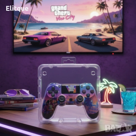 Безжичен джойстик за PS4 с тъчпад, вибрация и LED осветление – FC25 / GTA дизайн, снимка 3 - Друга електроника - 53120593