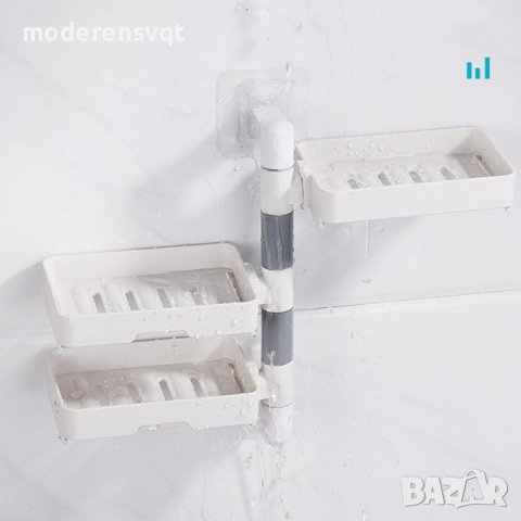 Тройна сапунерка органайзер за баня или кухня с вакуум въртяща на 360°, снимка 4 - Органайзери - 40015818