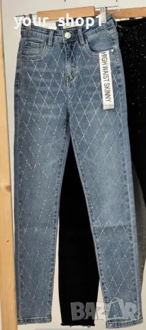 Дамски дънки slim модел с  камъчета , снимка 1
