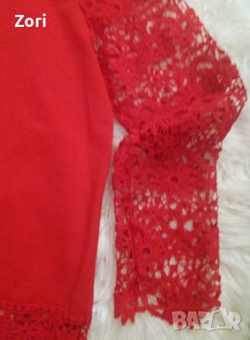 Блузи в бяло и в червено от шифон с дантела , снимка 8 - Ризи - 41933732