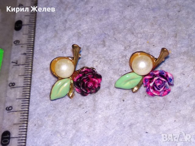 ПРЕКРАСНИ ФЛОРАЛНИ ПОЗЛАТЕНИ ПЕРЛЕНИ ЕМАЙЛИРАНИ АРТ НУВО ОБЕЦИ - РОЗИ от БЛАГОРОДНА СТОМАНА 10867