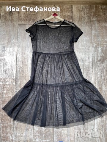 Нова елегантна плажна прозрачна черна рокля Boohoo волани , снимка 7 - Рокли - 40633660