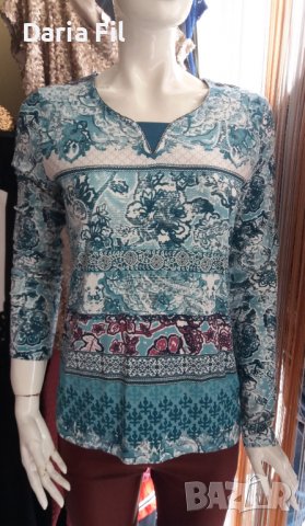 Блуза трико в зелен пейсли принт, снимка 1