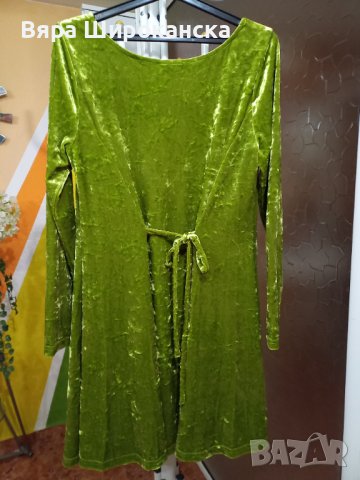 Плюшена жълтозелена ярка туника. Размер: L, XL., снимка 2 - Туники - 40521958