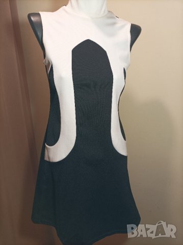 Черно-бяла еластична рокля, снимка 3 - Рокли - 40899209