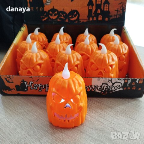 4103 Eлектронна свещ Тиква Halloween декорация, 7 cm