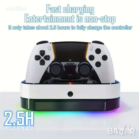 Зарядна станция за PlayStation 5 контролери, снимка 5 - Аксесоари - 48348487