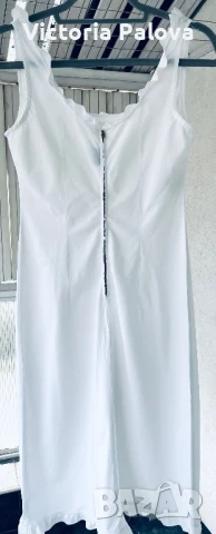 Бяла рокля BENETTON, памук, снимка 14 - Рокли - 41616341
