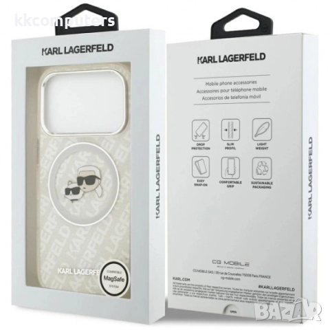 Оригинален кейс Karl Lagerfeld Karl and Choupette Glitter MagSafe, За iPhone 17 Pro (6.3), Прозрачен, снимка 7 - Резервни части за телефони - 51825671