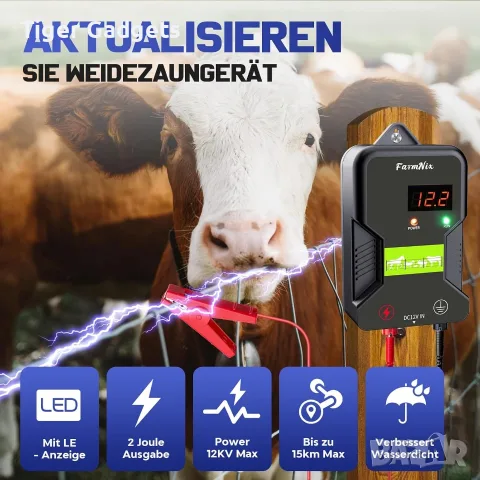 FarmNix EF-01 15 km електропастир – 2J, 12kV, LED индикатор, AC/DC/соларно захранване, снимка 4 - За селскостопански - 56102920