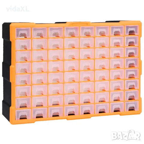vidaXL Шкаф органайзер с 64 чекмеджета, 52x16x37,5 см
