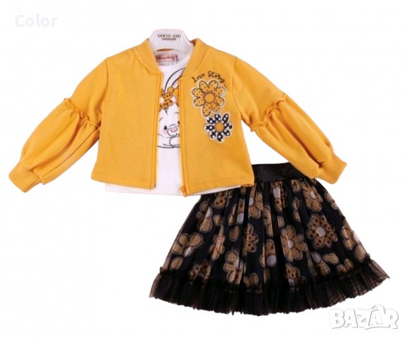 Детски комплект- блуза, суитшърт и тюлена пола с ластик 92-104 см., снимка 1 - Детски комплекти - 38763709