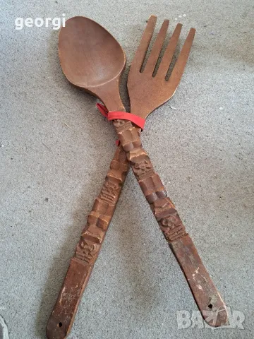 голяма дървена лъжица и вилица   20/1