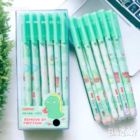 6115 Изтриваем химикал с гума тънкописец с черно мастило, снимка 4 - Ученически пособия, канцеларски материали - 51617176