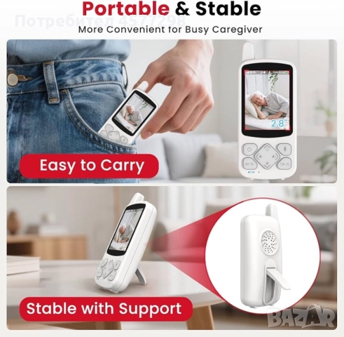 CallToU Монитор за възрастни хора с камера и аудио, двупосочни бебефони за разговори , снимка 3 - Други - 52147800