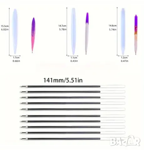 Молд к-т 3 вида химикалки+пълнители, снимка 6 - Форми - 49692769