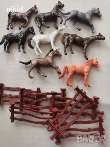 8 коне кон кончета и ограда пластмасови фигурки играчки за игра и украса торта