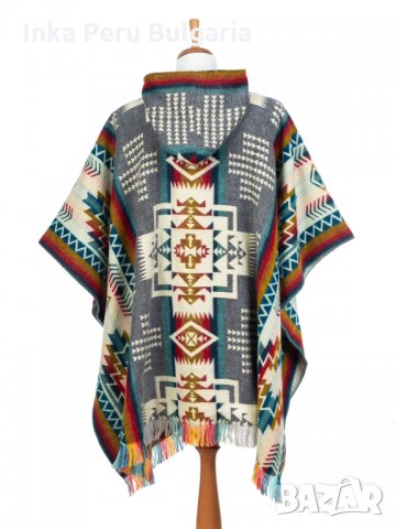 Автентичнo еквадорско унисекс вълнено пончо с геометрични фигури, различни цветове, снимка 7 - Пуловери - 35847465