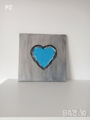 Картина със синьо сърце, снимка 1 - Картини - 41102989