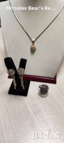 Сребърен Комплект " Стихия " , размер на халката 19мм , снимка 4 - Колиета, медальони, синджири - 42491063