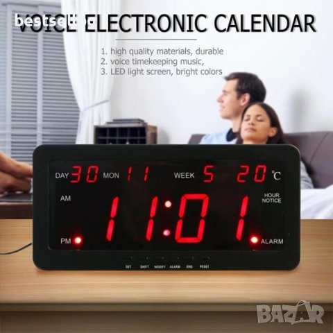 Електронен дигитален постоянно светещ часовник термометър за стая ток, снимка 2 - Други - 38921008