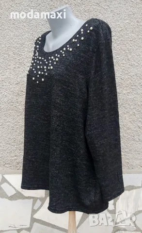 4XL/5XL Нова  блуза Janina с перли , снимка 4 - Блузи с дълъг ръкав и пуловери - 48525559
