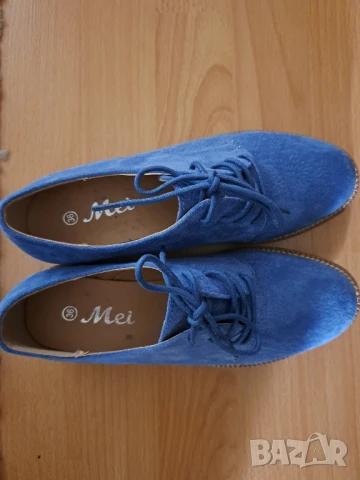 Сини велурени обувки , снимка 3 - Дамски ежедневни обувки - 50496132