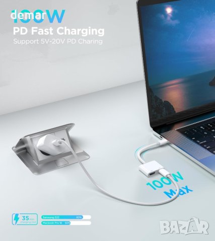 USB C към HDMI адаптер, Тип С към HDMI 1080P 4K конвертор (съвместим с Thunderbolt 3), снимка 4 - Кабели и адаптери - 44217692