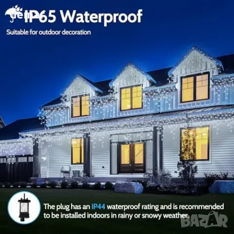 Външни коледни светлини Icicle IP65 с 400 LED, топло бяло, снимка 2 - Външни лампи - 55776148