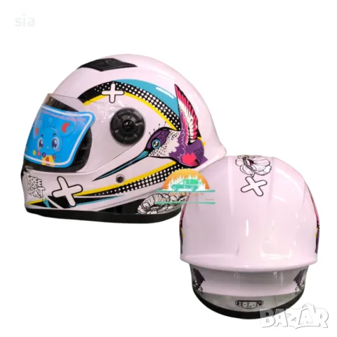 Детска каска тип шлем, слюда, бял