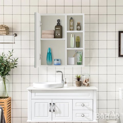 Шкаф за баня с огледало CLIPOP WFBS-BC-D0181WH / WFBS-BC-0117WH, снимка 8 - Шкафове - 42412228