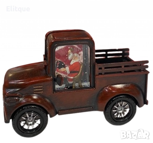 Ретро светеща коледна декорация „Кола с Дядо Коледа“ – винтидж празничен чар, снимка 2 - Коли, камиони, мотори, писти - 52831813