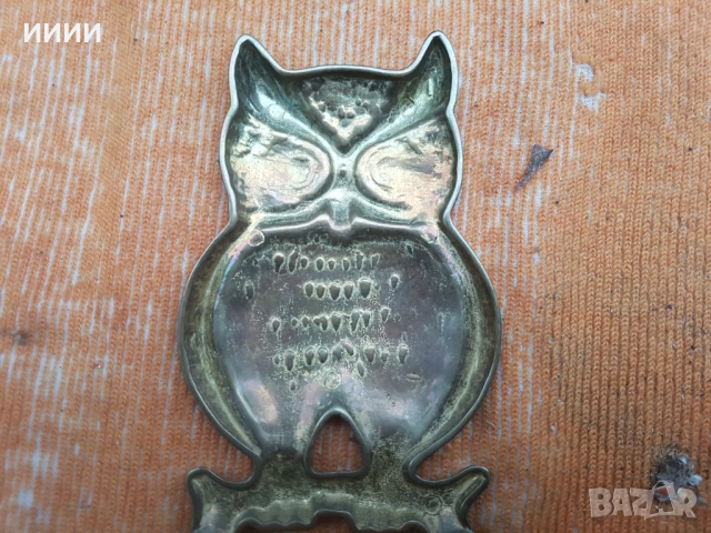 Бронзова пластика статуетка сова поставка, снимка 2 - Антикварни и старинни предмети - 53400945