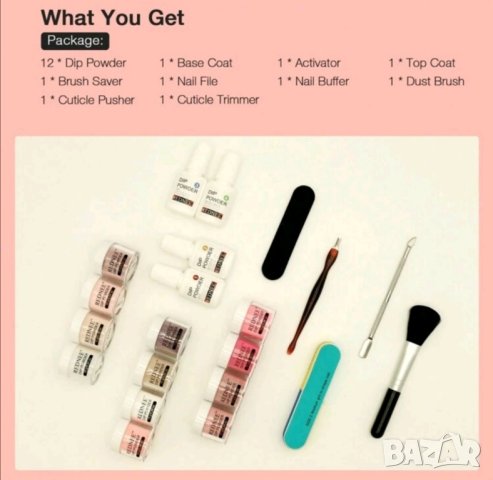 Дипинг комплект с пудри и течности 21 части без печене на нокти, снимка 6 - Продукти за маникюр - 42078361