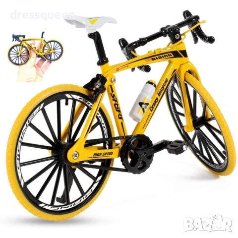 4748 Луксозен макет на състезателен велосипед 1:10 – Колекционерска метална серия (Жълт)