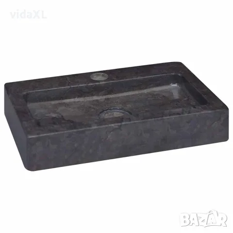 vidaXL Стенна мивка черна 38x24x6,5 см мрамор