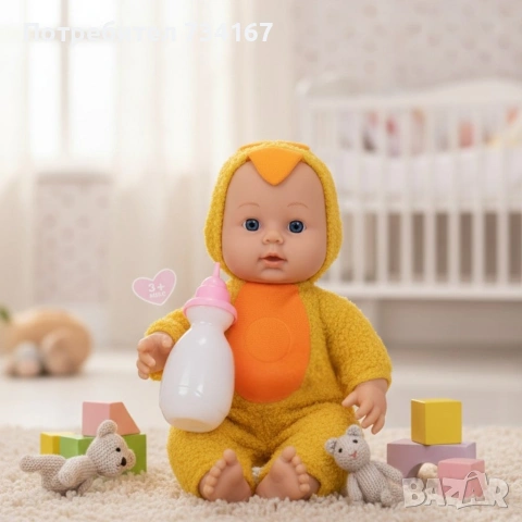Интерактивна кукла бебе с костюм на животно – говори, смее се и плаче (30 см), снимка 7 - Кукли - 53159962