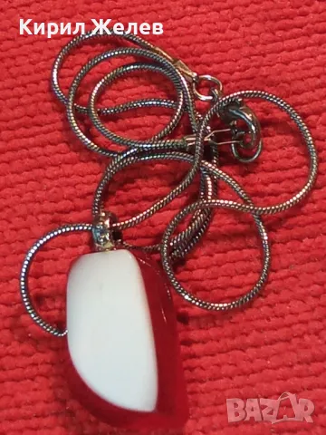 СТИЛНО ПОСРЕБРЕНО МЕДНО КОЛИЕ с АРТ ВИСУЛКА от ЦВЕТНО СТЪКЛО ФЕШЪН МЕДАЛЬОН 25017, снимка 11 - Колиета, медальони, синджири - 49981834