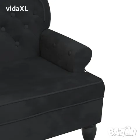 vidaXL Пейка с облегалка, черна, 119,5x64,5x75 см, кадифе, снимка 7 - Дивани и мека мебел - 56147401