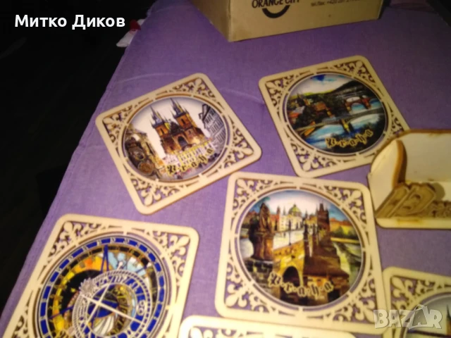 Дървени подложки за бира нови 6 броя с изгледи от Прага, снимка 8 - Декорация за дома - 51009358