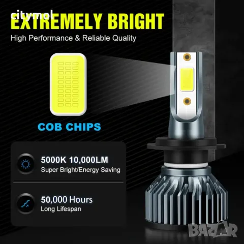Комплект LED диодни лампи за фарове H7, 50W, 6000K, снимка 5 - Аксесоари и консумативи - 49737455