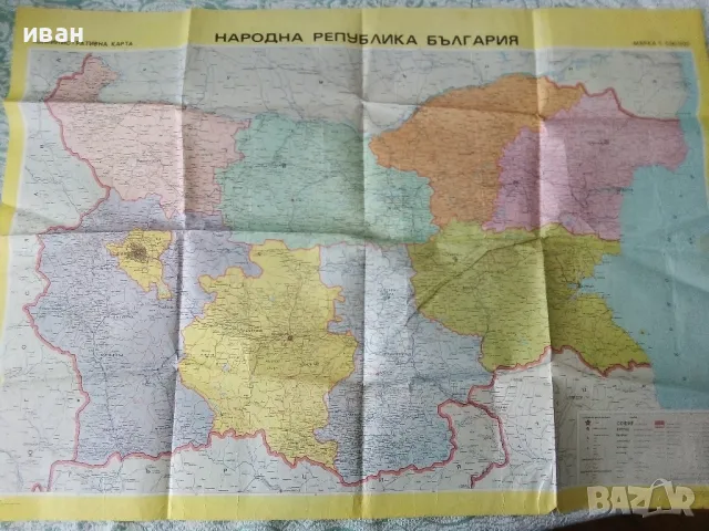 Административна карта Народна Република България - М 1:500000 - 1988г.